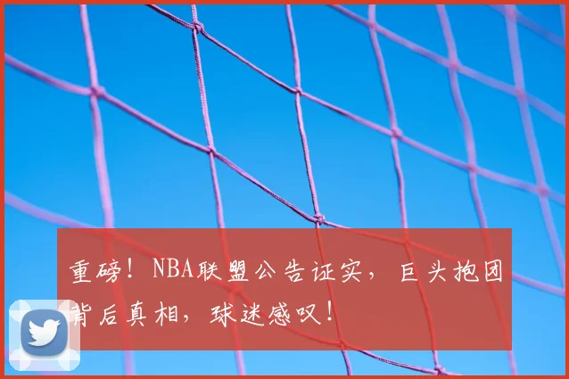 重磅！NBA联盟公告证实，巨头抱团背后真相，球迷感叹！